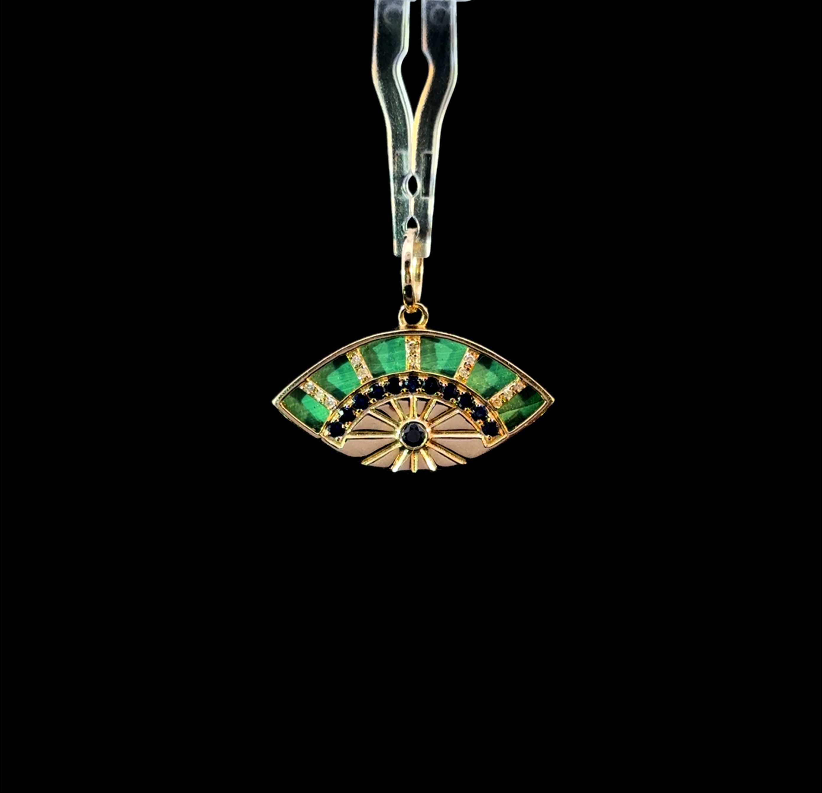 Malachite Eye Yellow Gold Charm