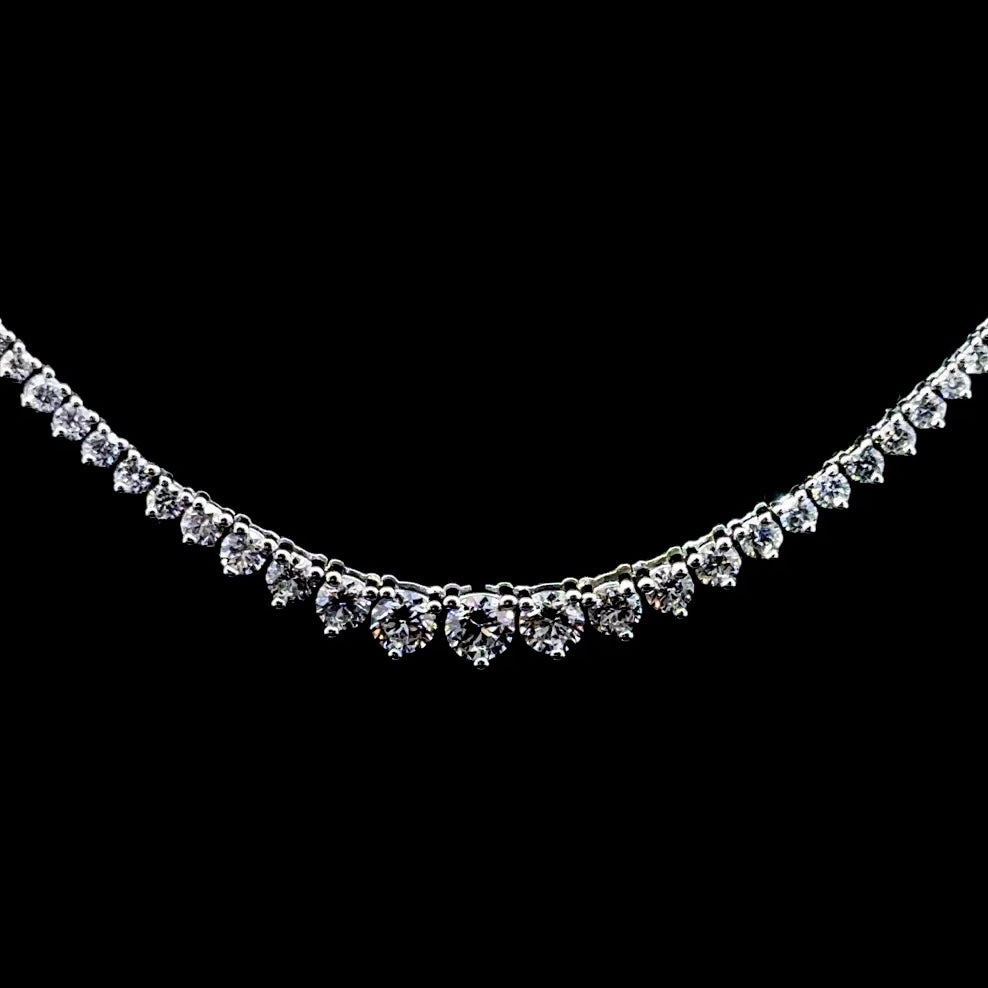 Half Riviera White Diamond Necklace 3.06CT