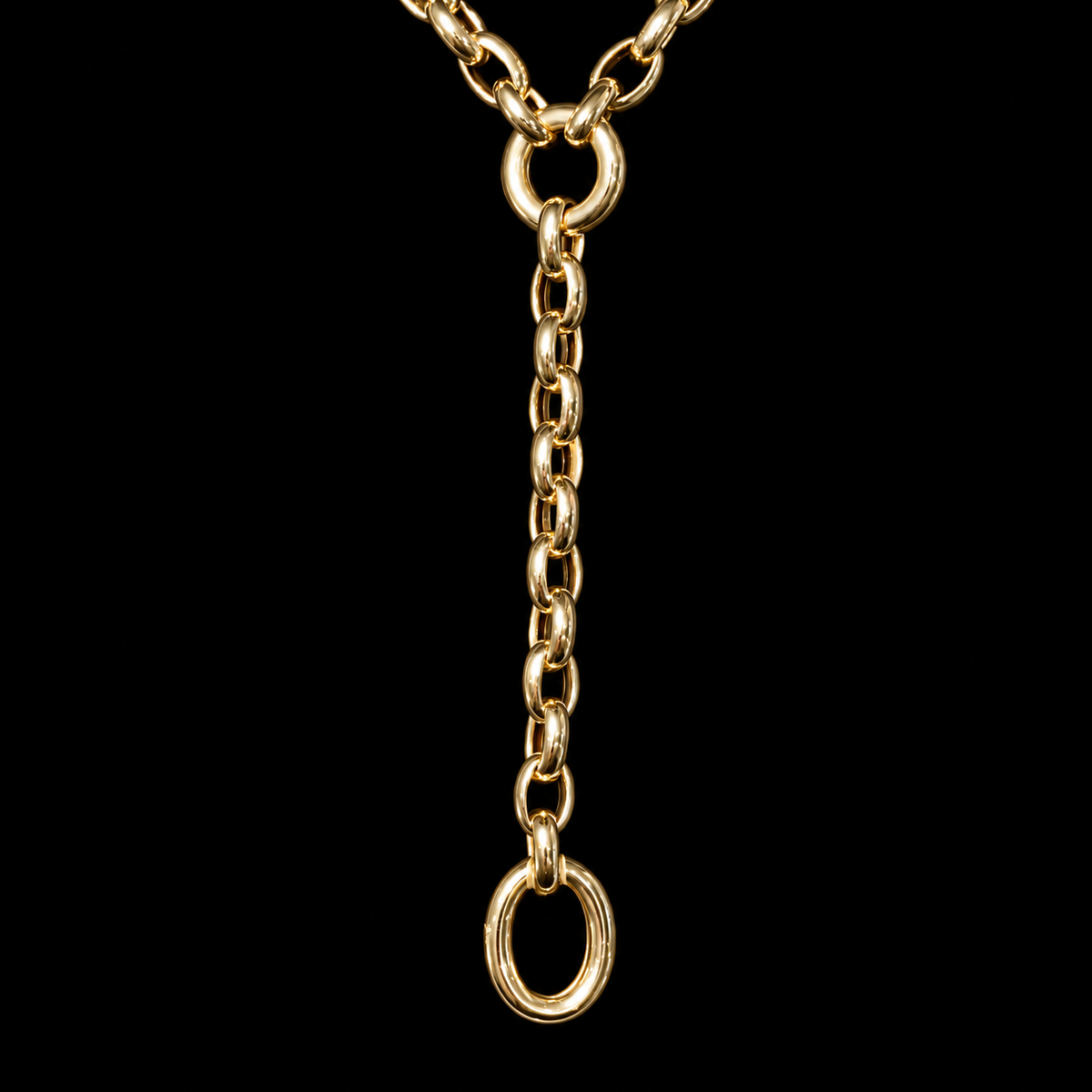 Round Link Yellow Gold Tie Chain