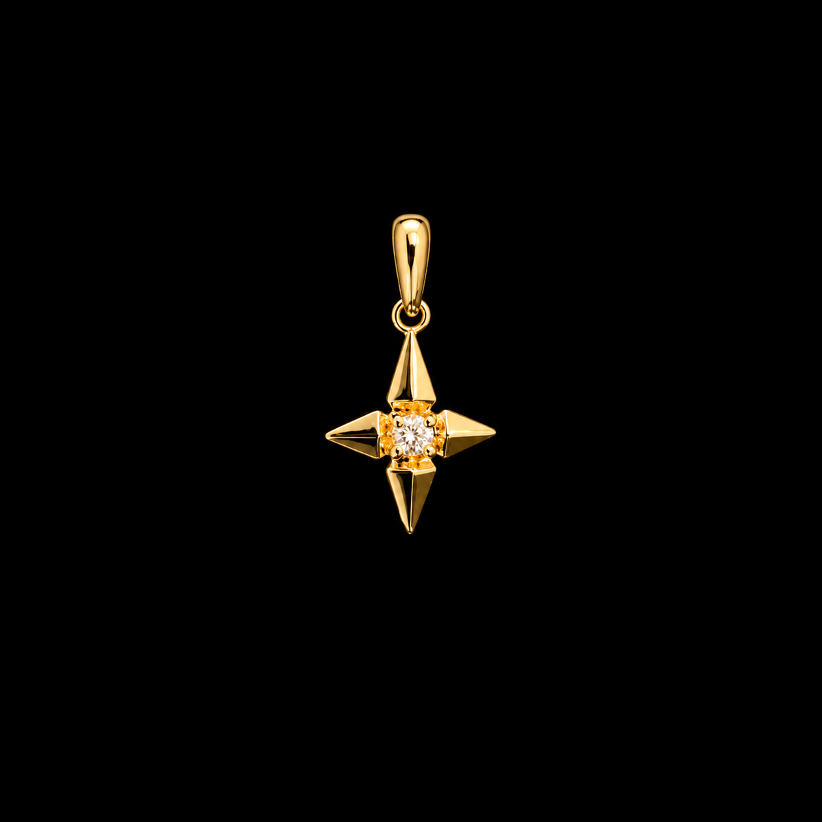 14K YG DIAMOND CENTER CROSS PENDANT