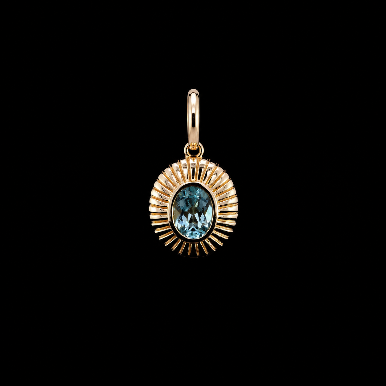 Ribbed Blue Topaz Charm
