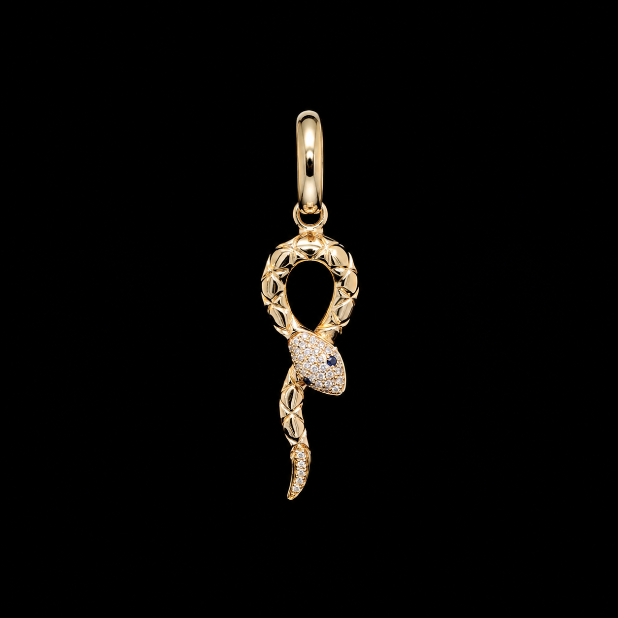 Sapphire Eye Diamond Snake Charm