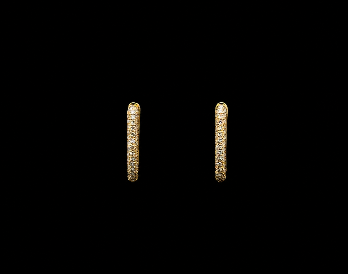 Diamond Pavé Huggie Yellow Gold Earrings