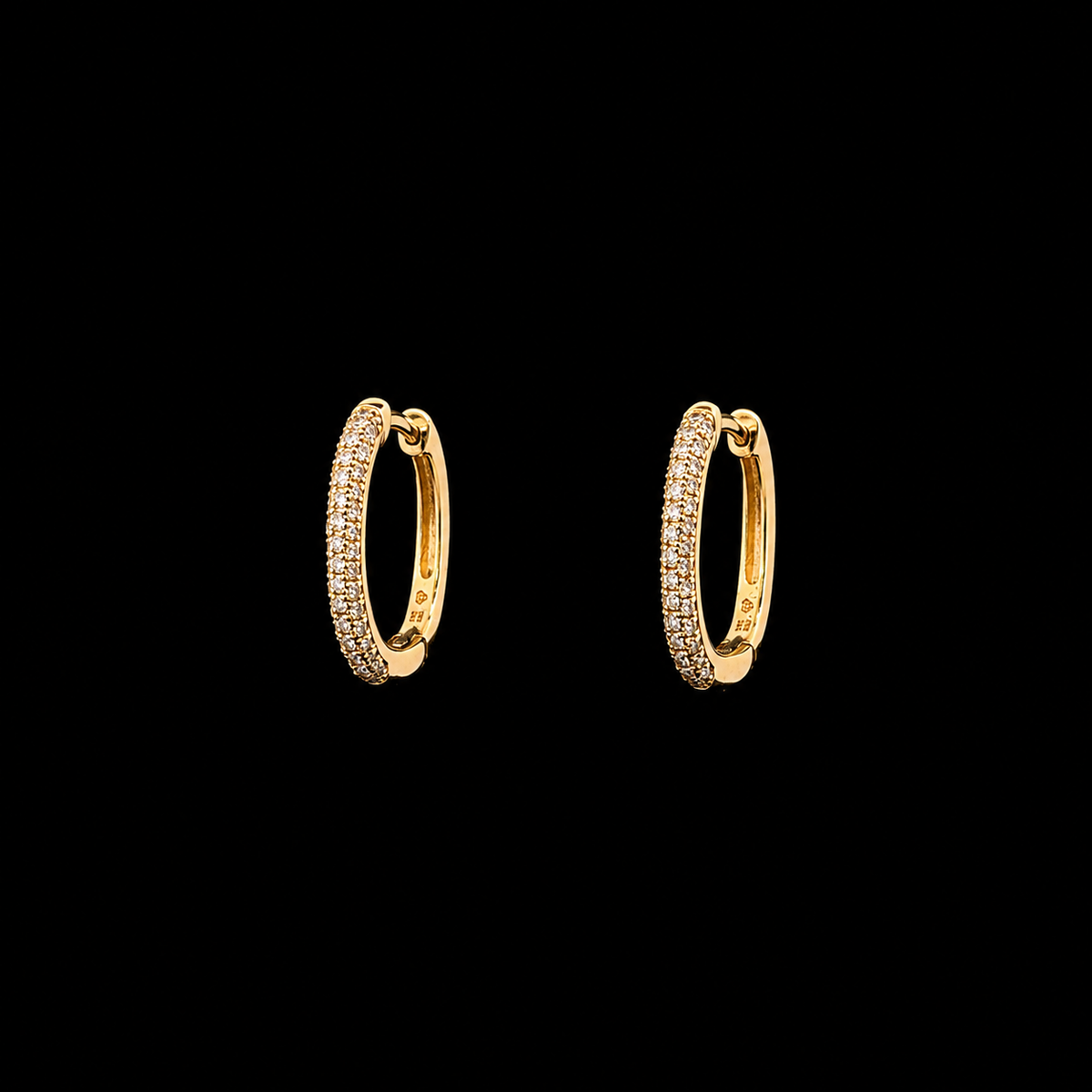 Diamond Pavé Huggie Yellow Gold Earrings