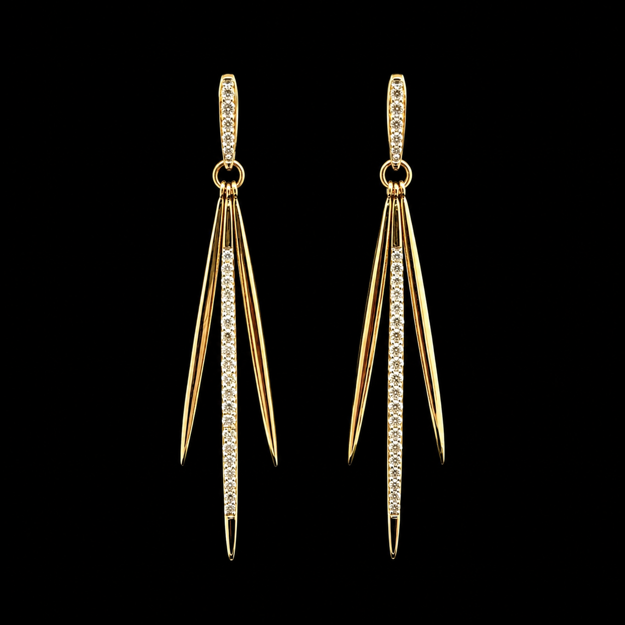 Triple Linea Gold Drops Earrings