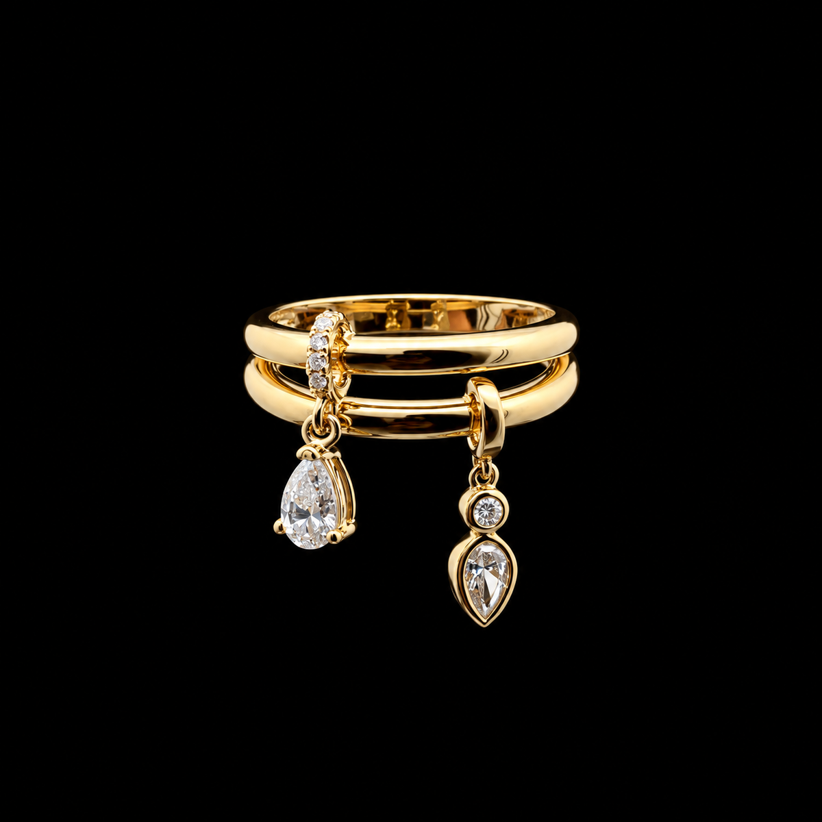 Pear Drop Cascade Ring
