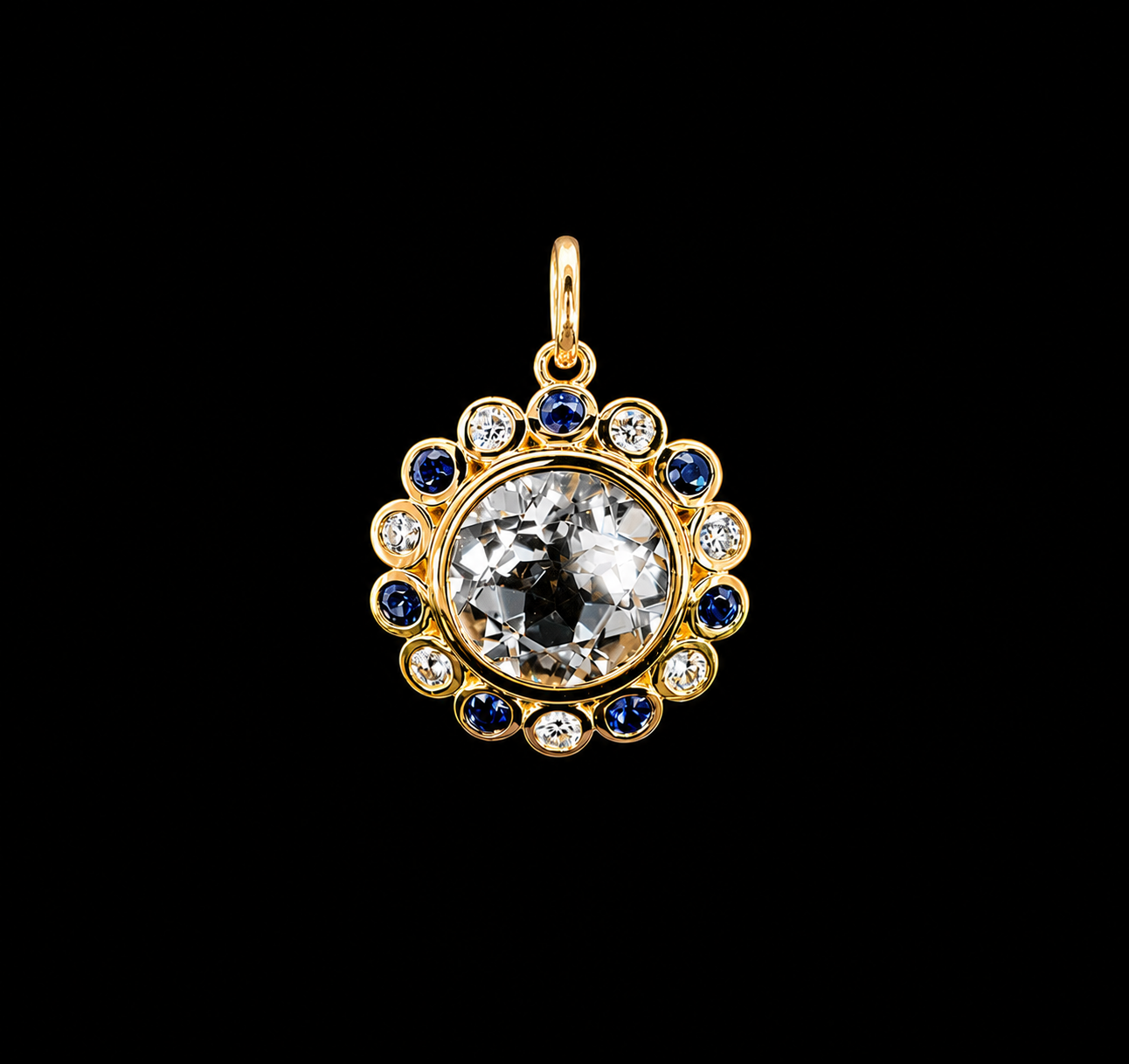 Topaz Halo Flower Charm