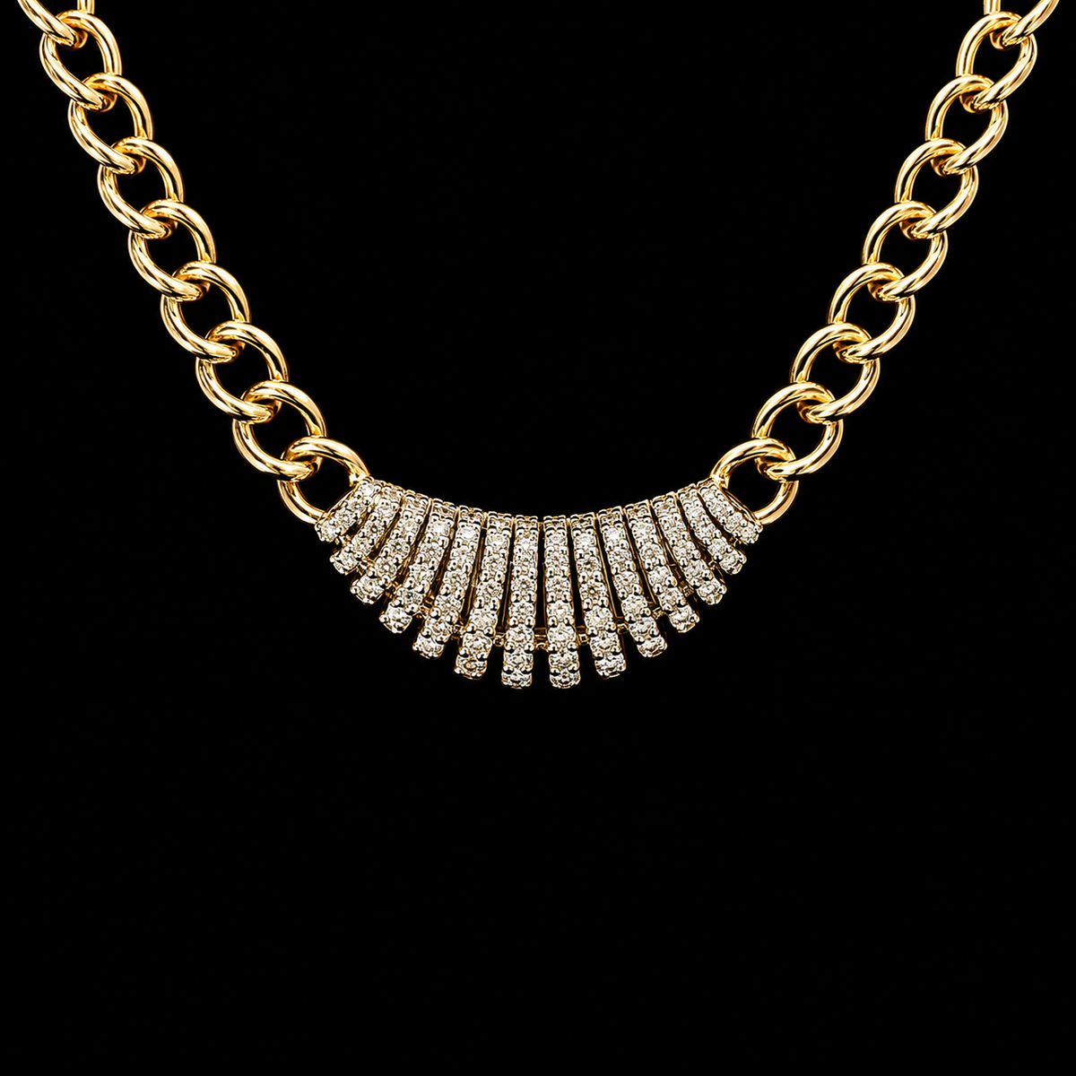 Diamond Shell Pendentif Yellow Gold Necklace L