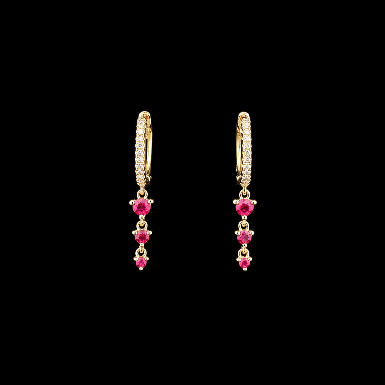 RUBY CASCADE HOOP EARRINGS