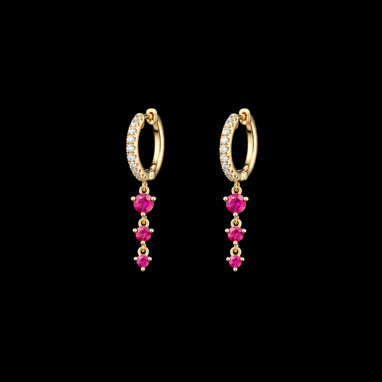 RUBY CASCADE HOOP EARRINGS