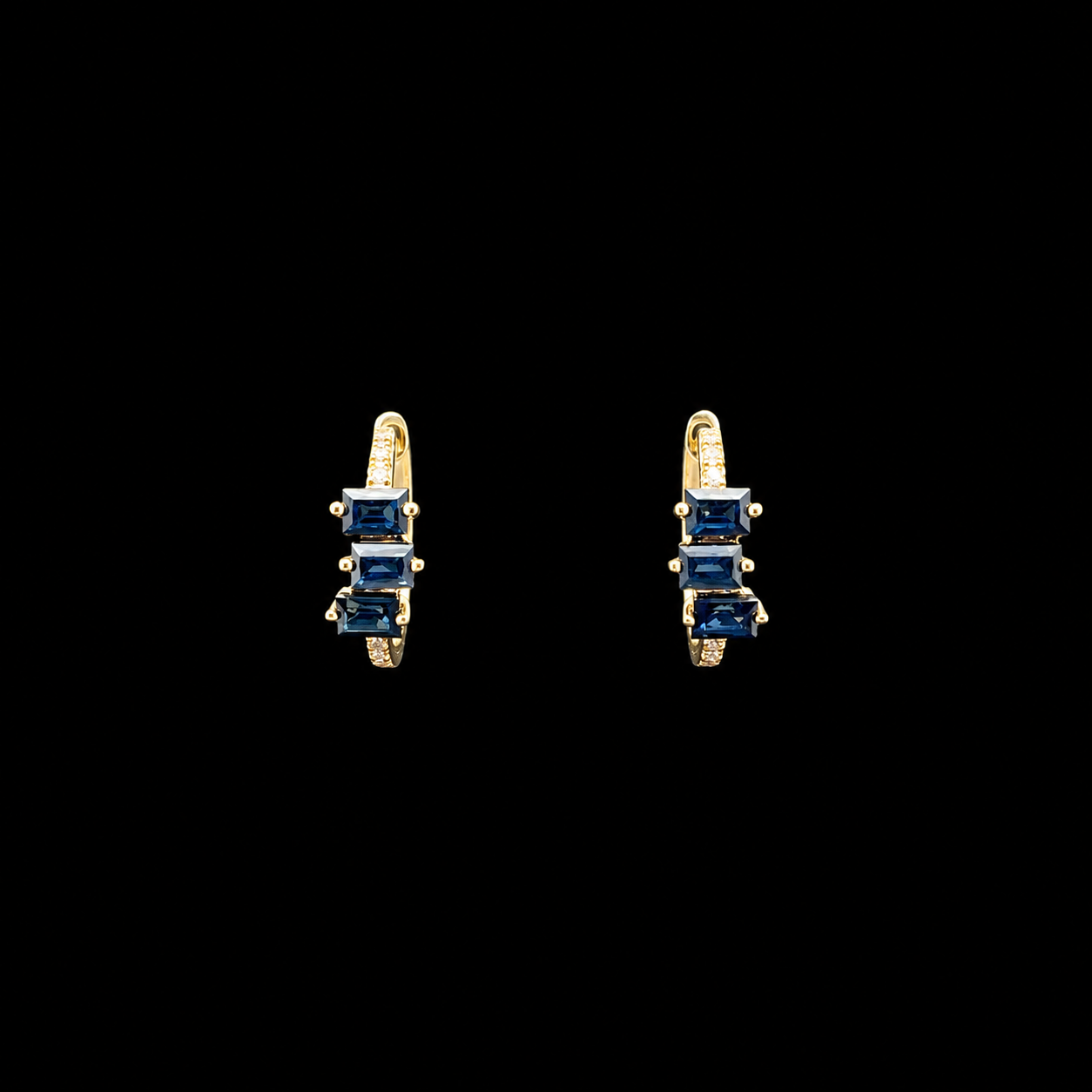 MIDNIGHT BAGUETTE HOOP EARRINGS