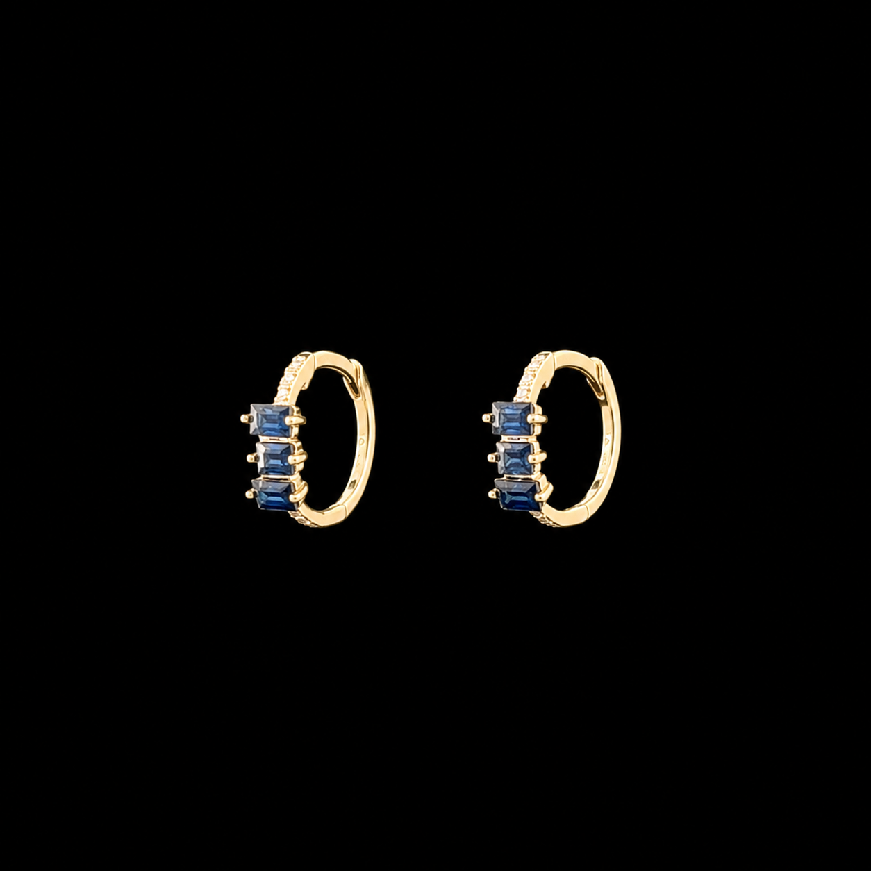 MIDNIGHT BAGUETTE HOOP EARRINGS