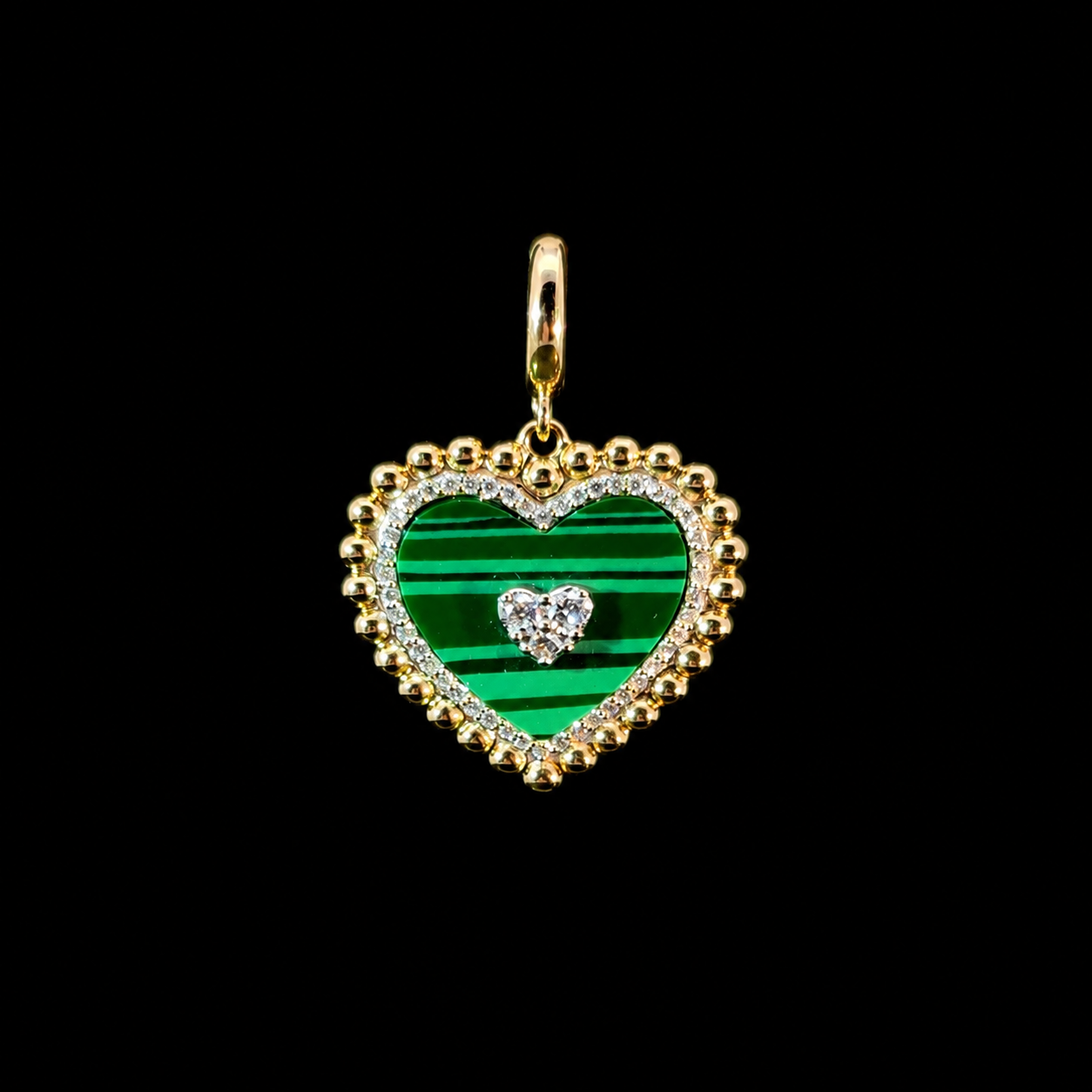 MALACHITE DIAMOND HEART