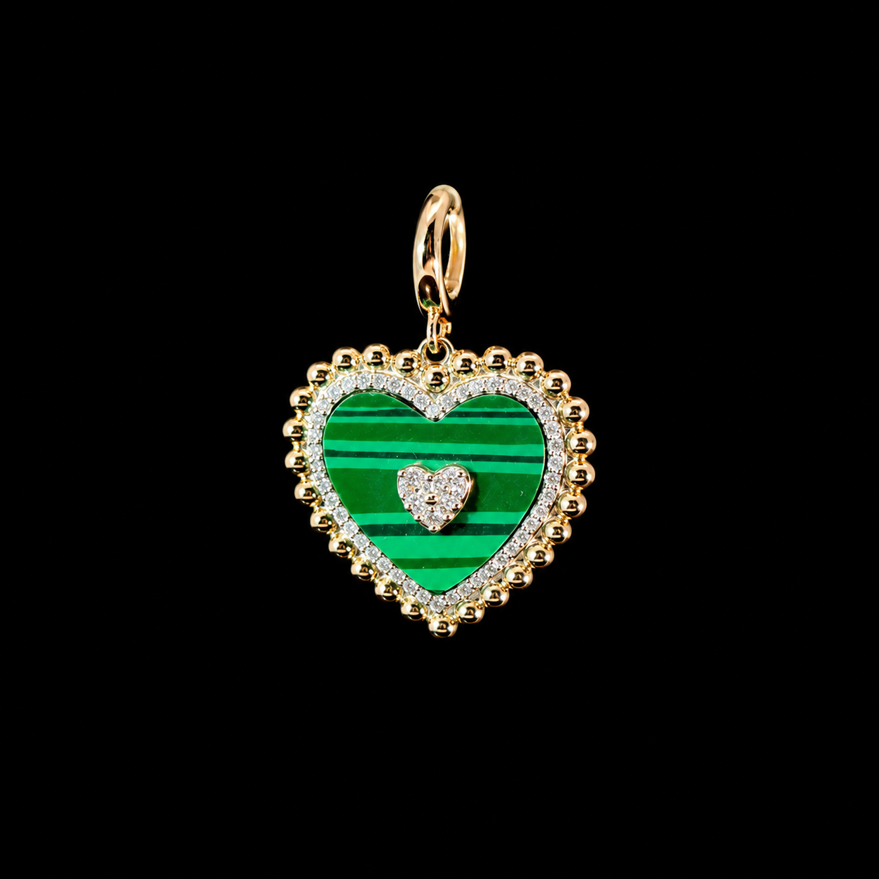 MALACHITE DIAMOND HEART