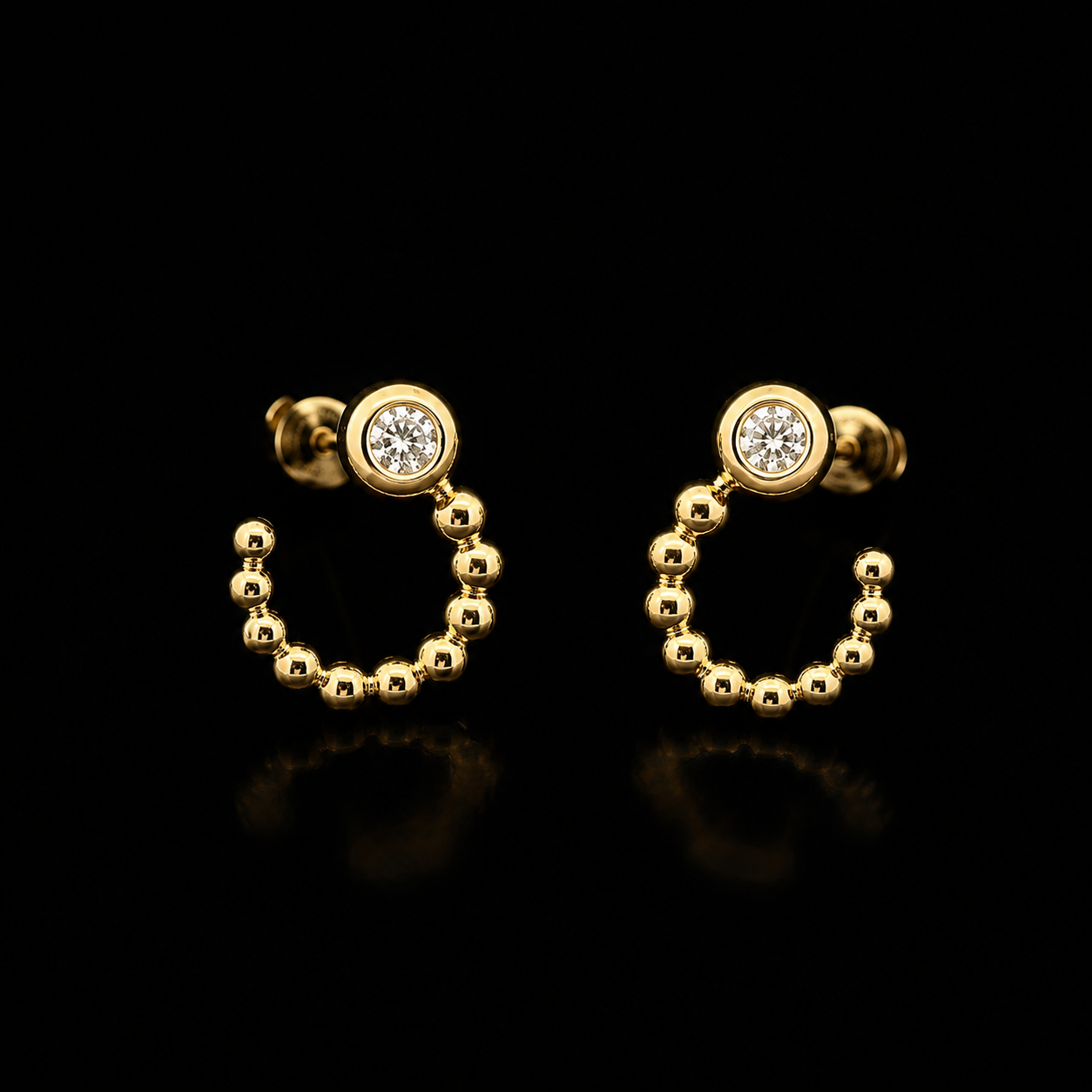 Beaded Halo Diamond Earrings