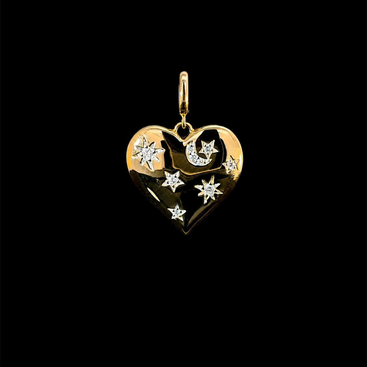 Diamond Yellow Gold Heart Charm