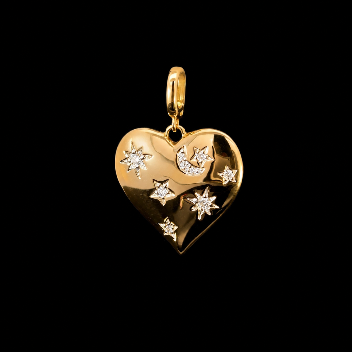 Diamond Yellow Gold Heart Charm