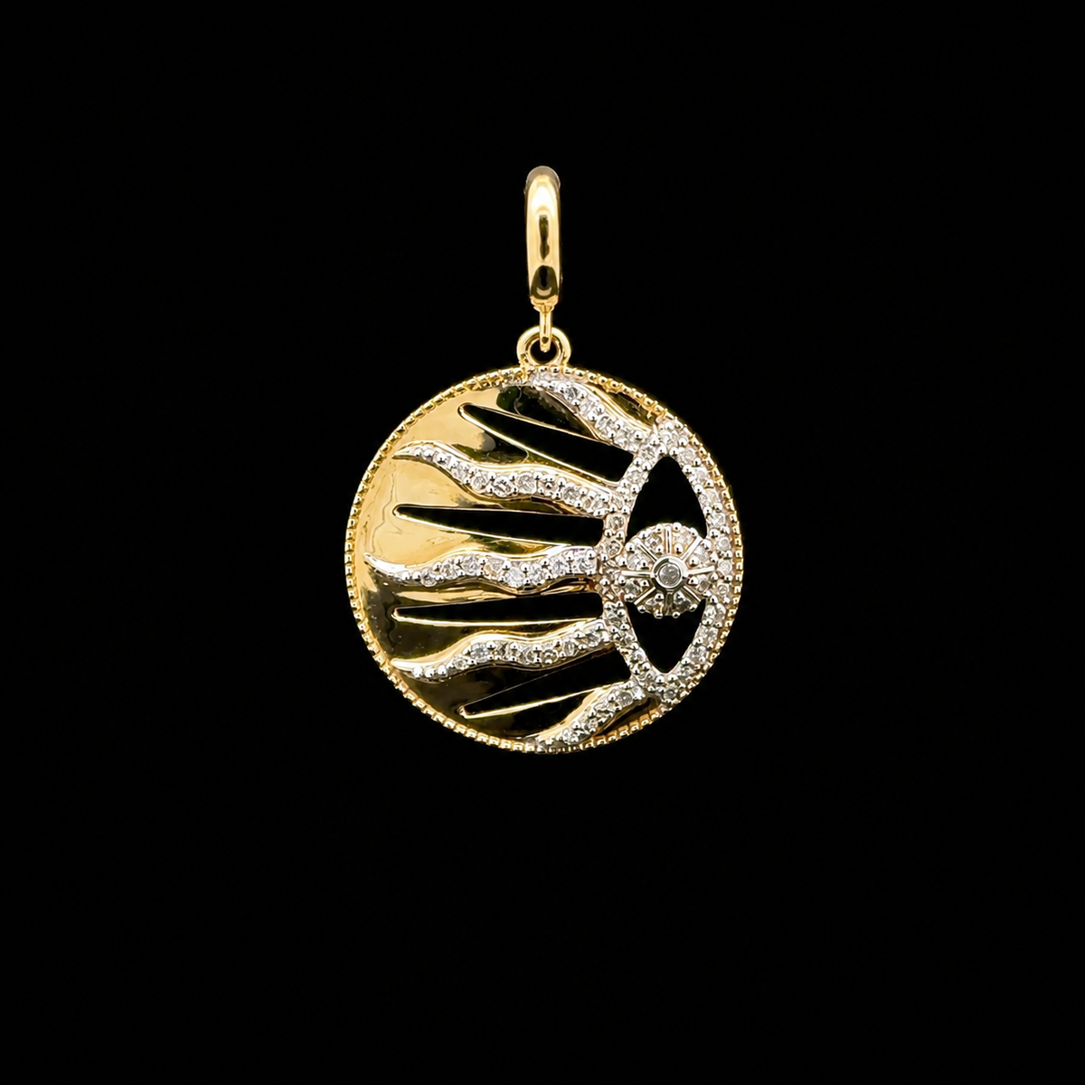 Sun Diamond Yellow Gold Charm