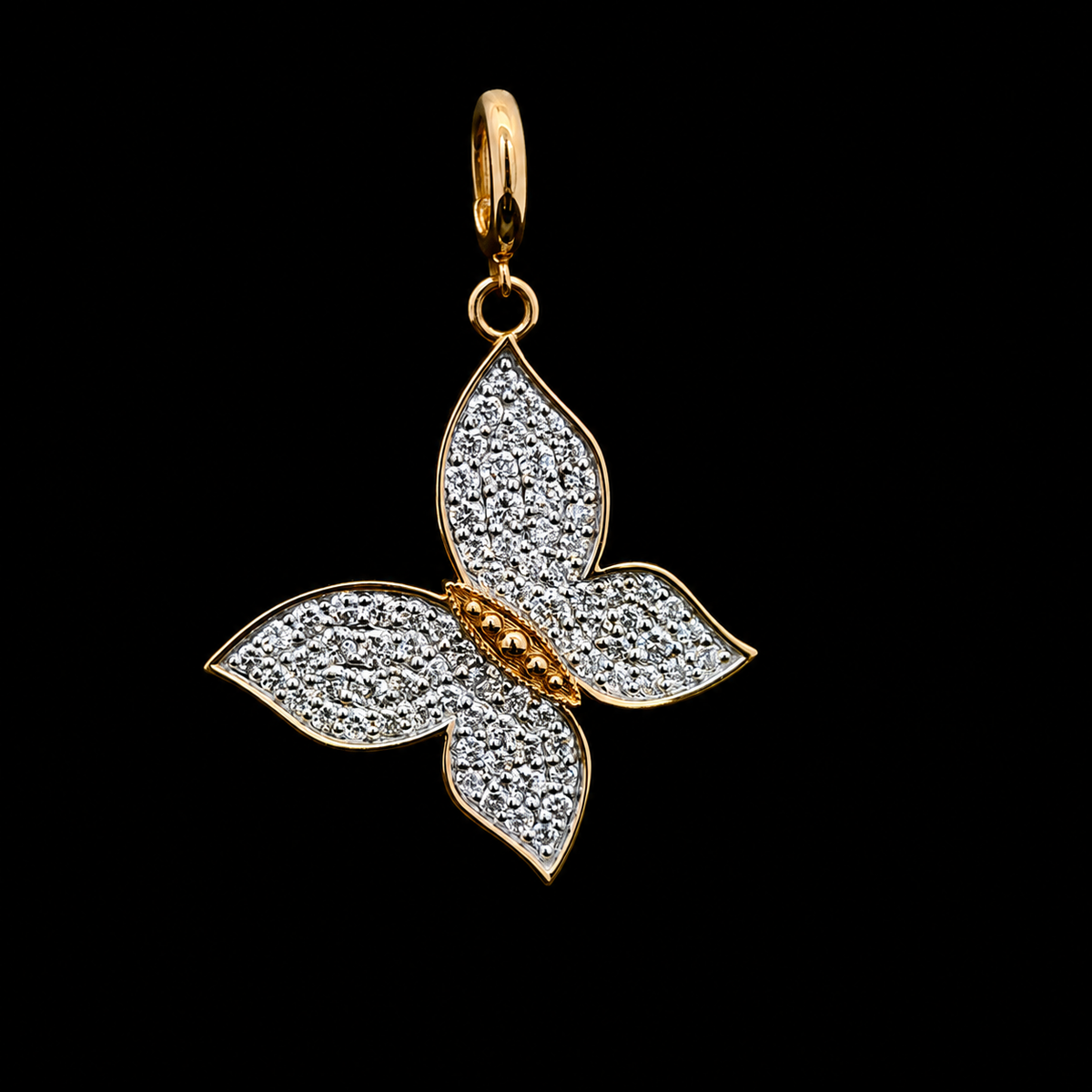 Diamond Pavé Butterfly Yellow Gold Charm