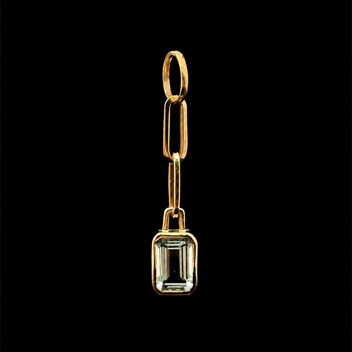 Emerald Cut Aquamarine Bezel Charm