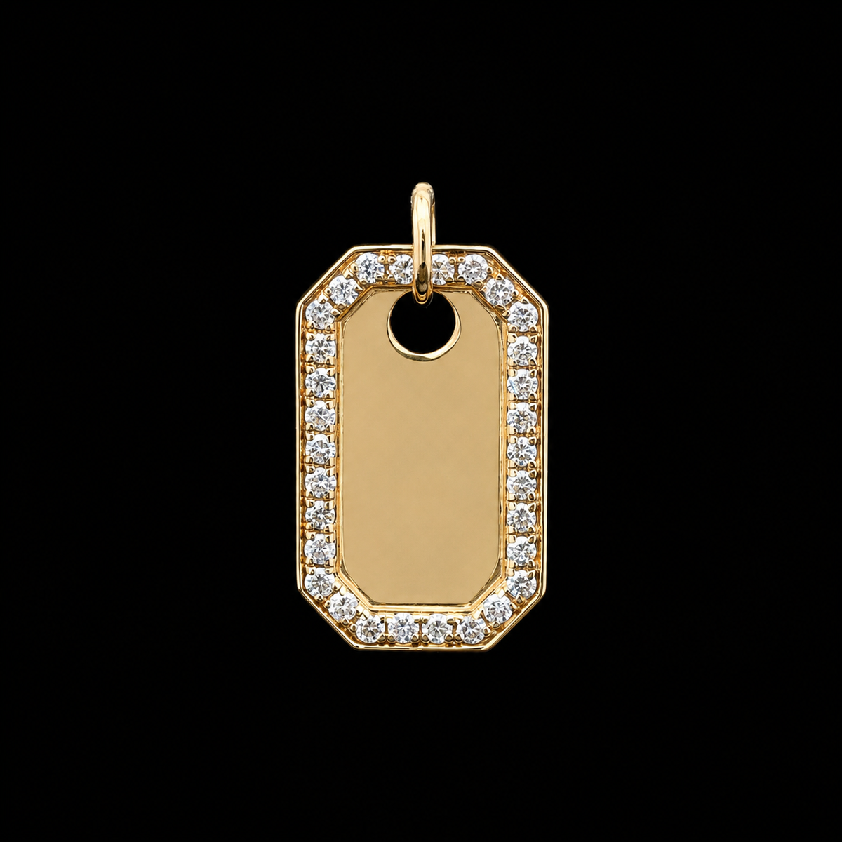 Tag Diamond Halo Bezel Yellow Gold Charm