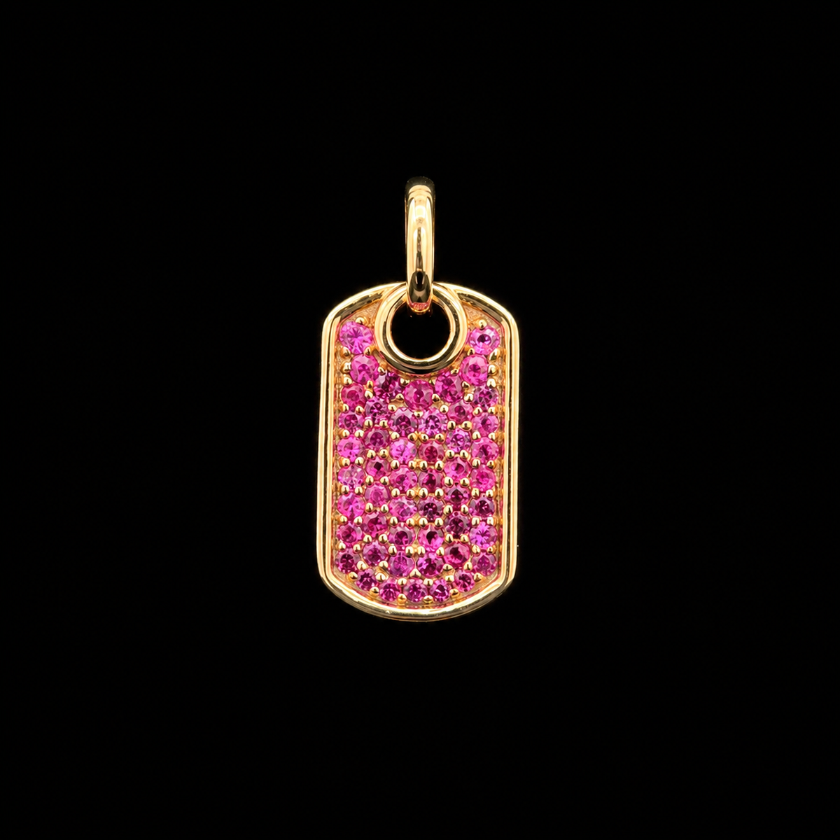 Pink Sapphire Yellow Gold Tag Charm