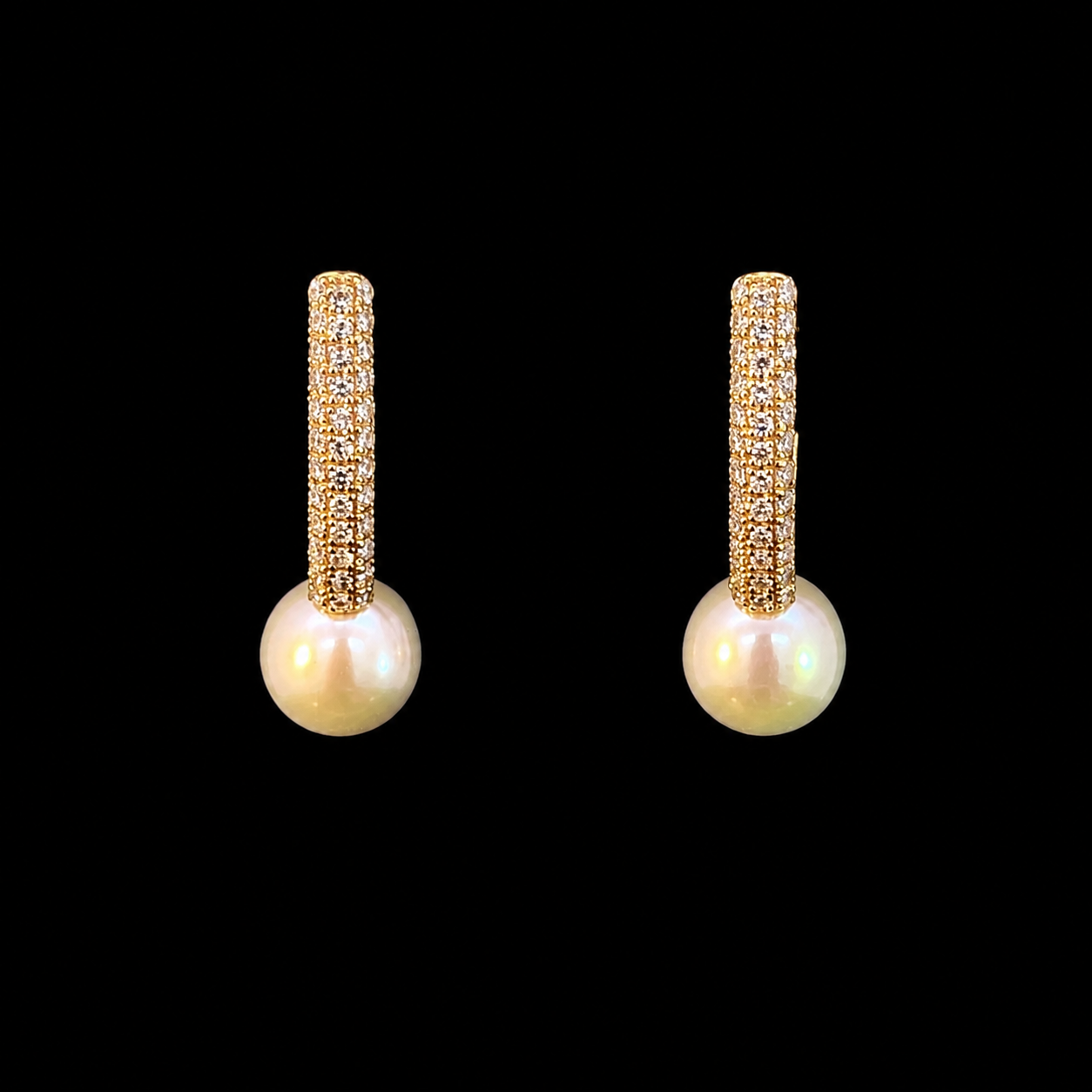 Diamond Pearl Hoops