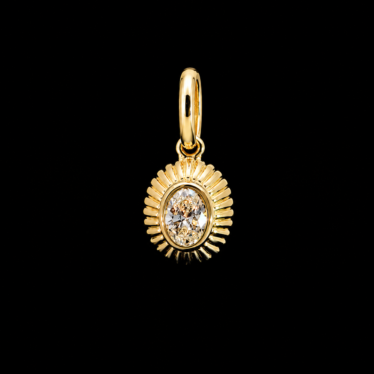 Fluted Oval Cut Diamond Charm