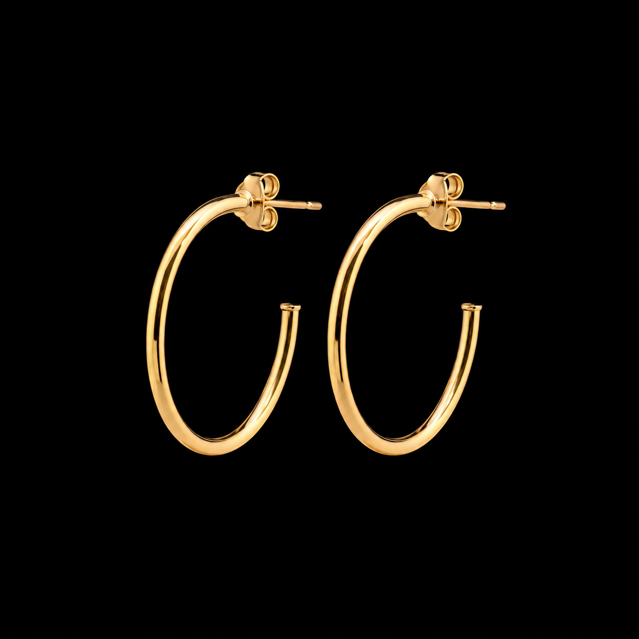 Tubular Gold Hoop Earrings