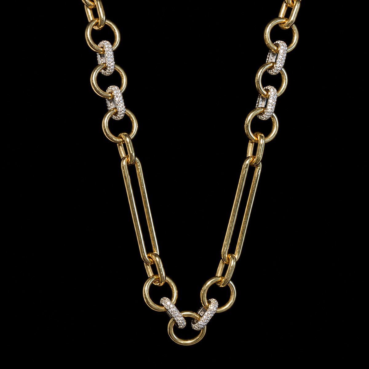 Gold & Pave Link Necklace