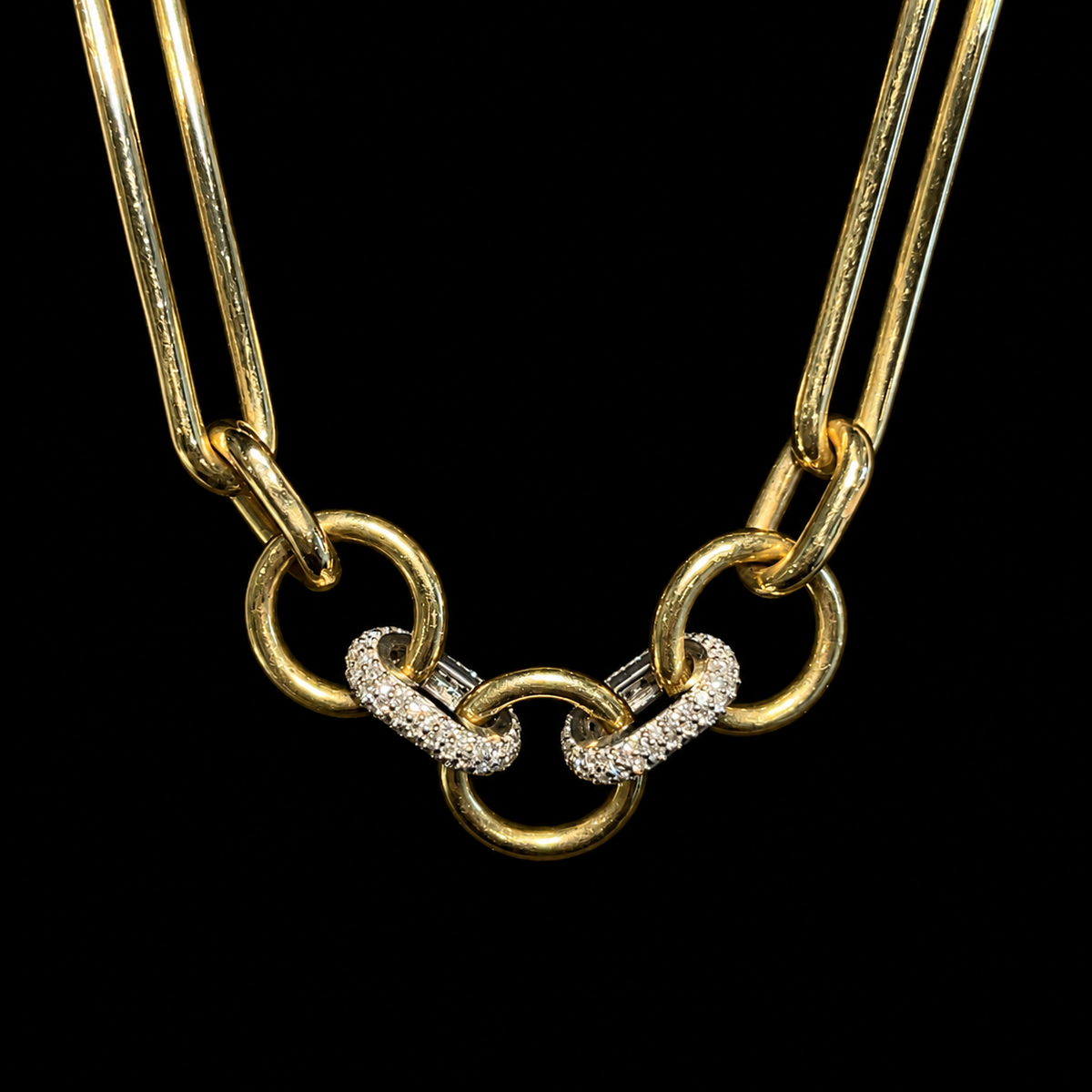 Gold & Pave Link Necklace