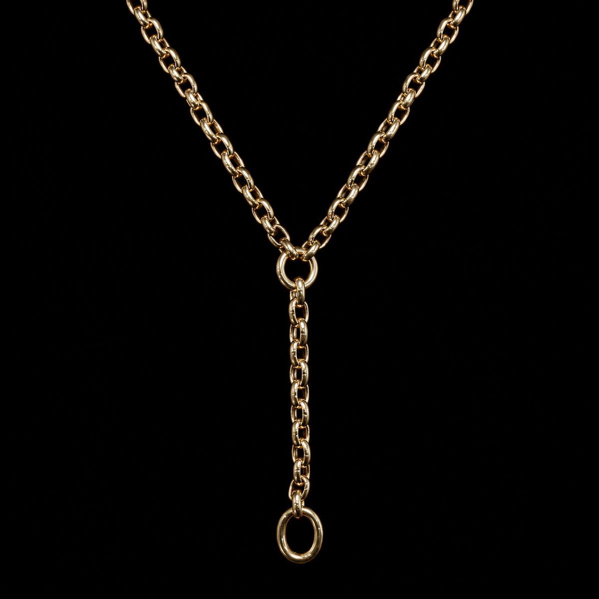 Round Link Yellow Gold Tie Chain