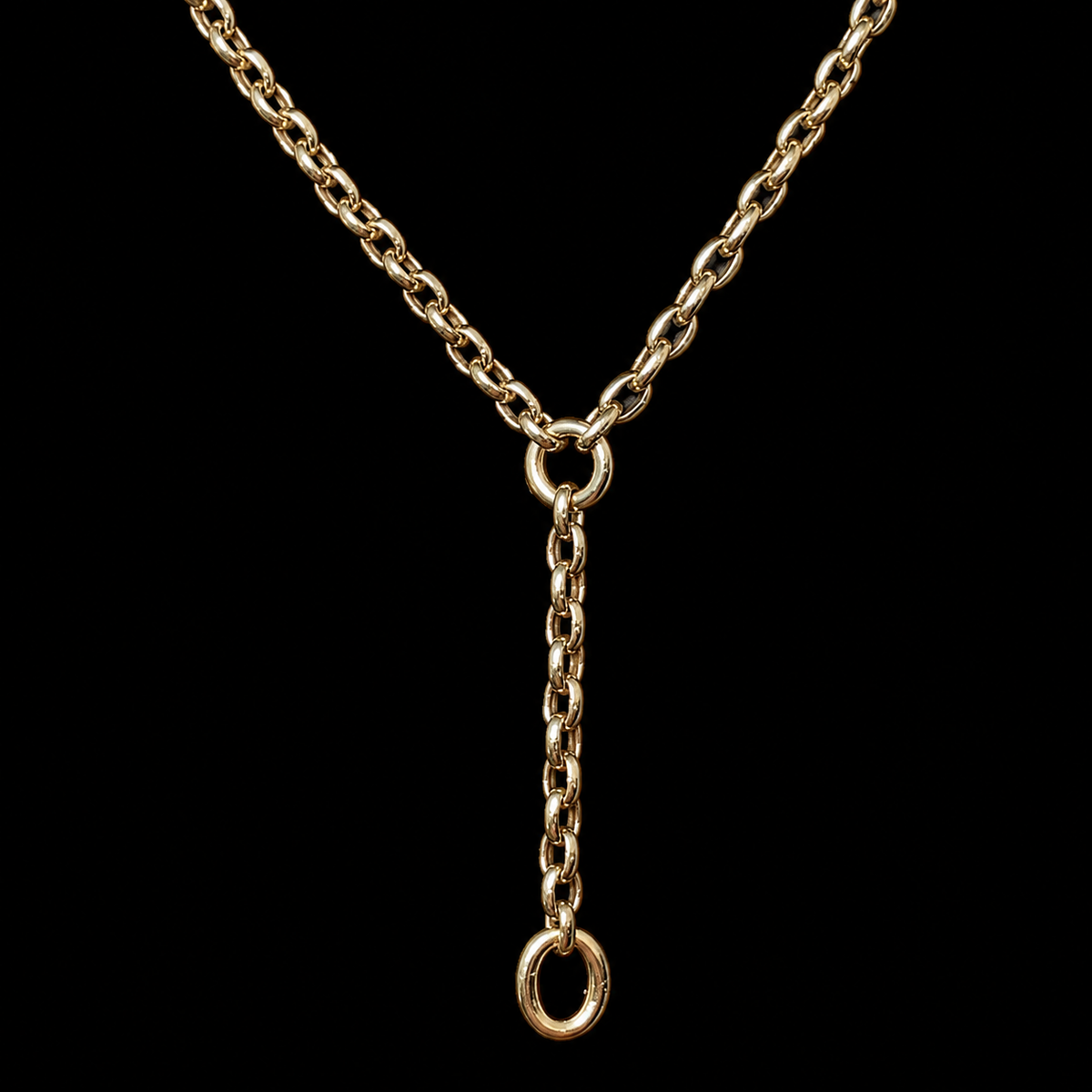 Round Link Yellow Gold Tie Chain