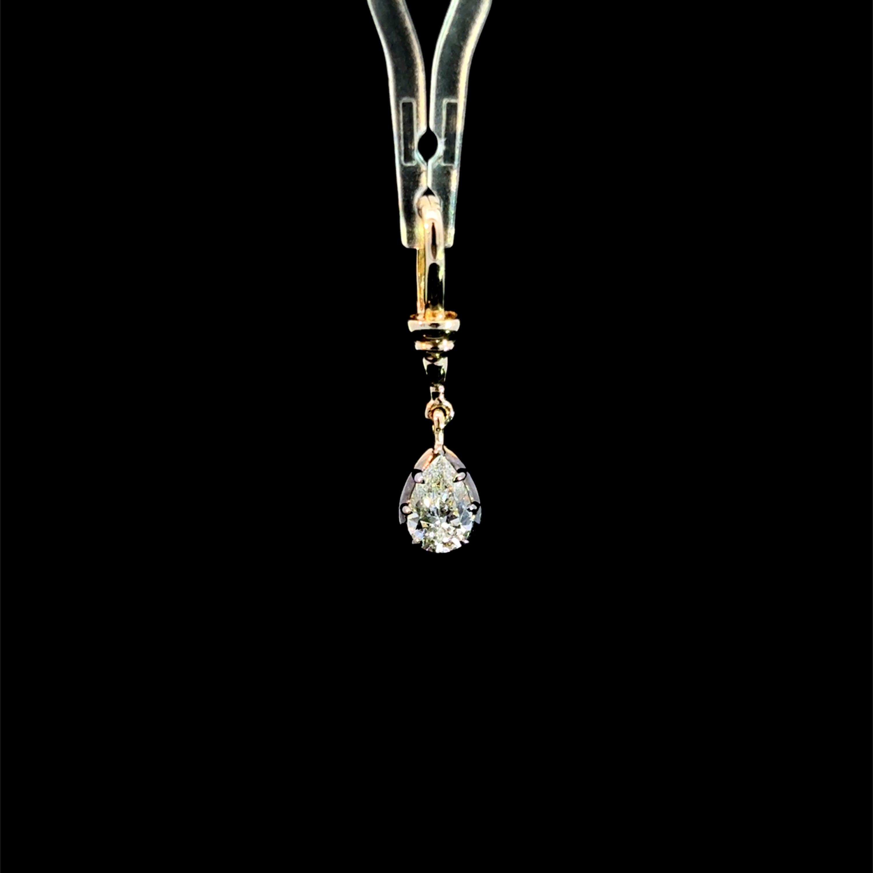 Black Rhodium Pear Diamond Charm