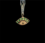 Malachite Eye Yellow Gold Charm