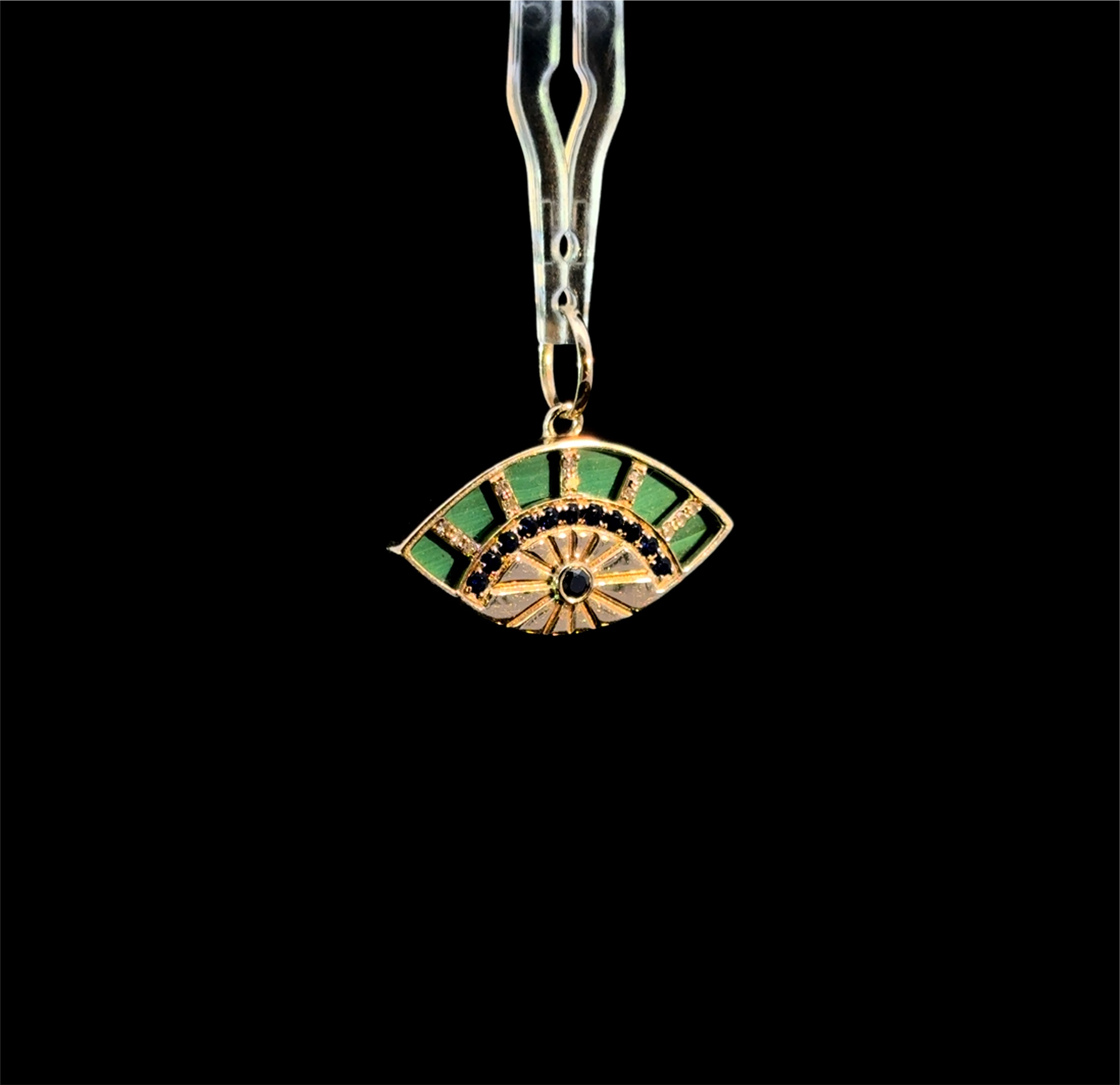Malachite Eye Yellow Gold Charm