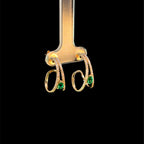 Diamond and Emerald Tweezer Yellow Gold Earring