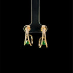 Diamond and Emerald Tweezer Yellow Gold Earring