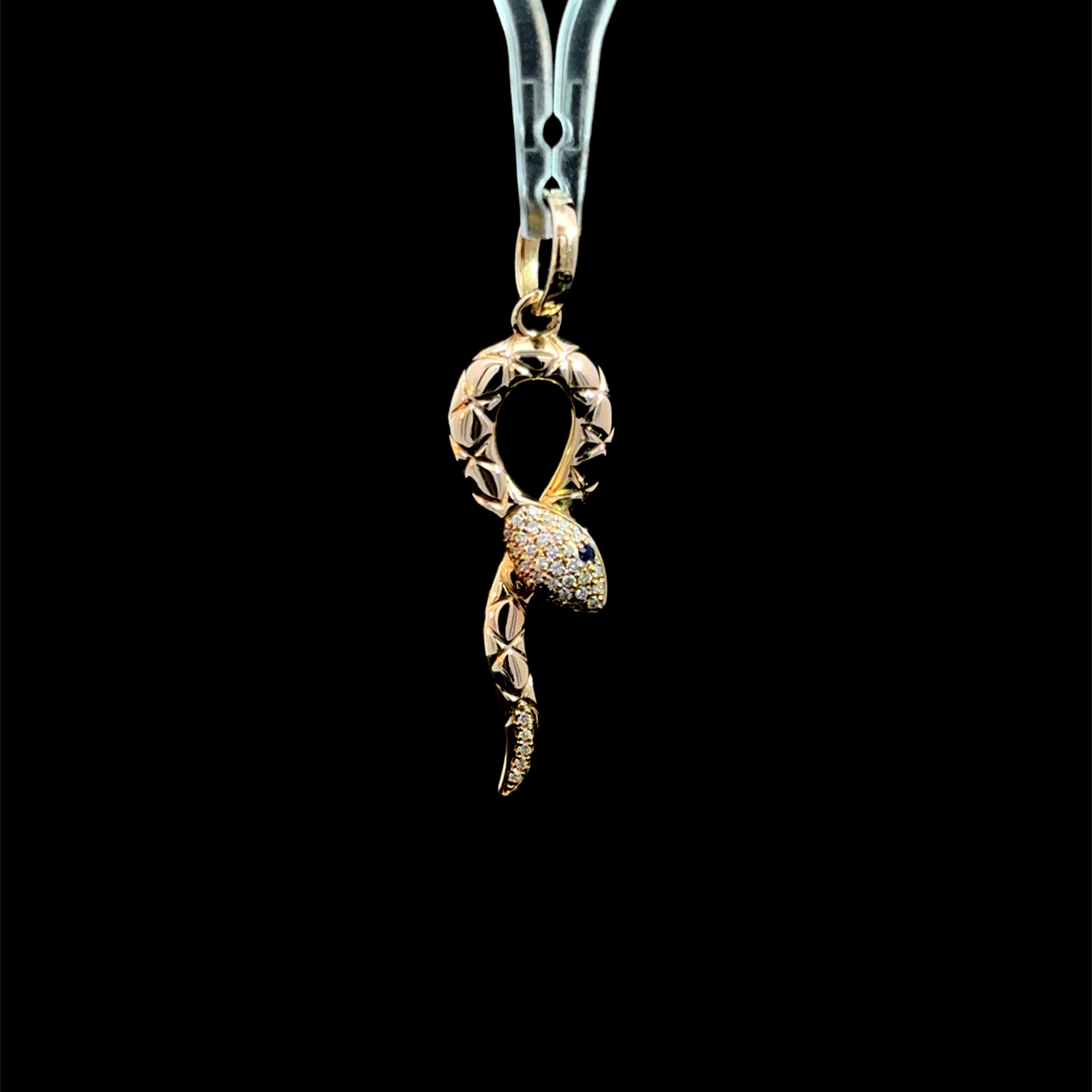 Emerald Eye Diamond Snake Charm