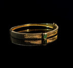 Ribbed Emerald Gold Bangle