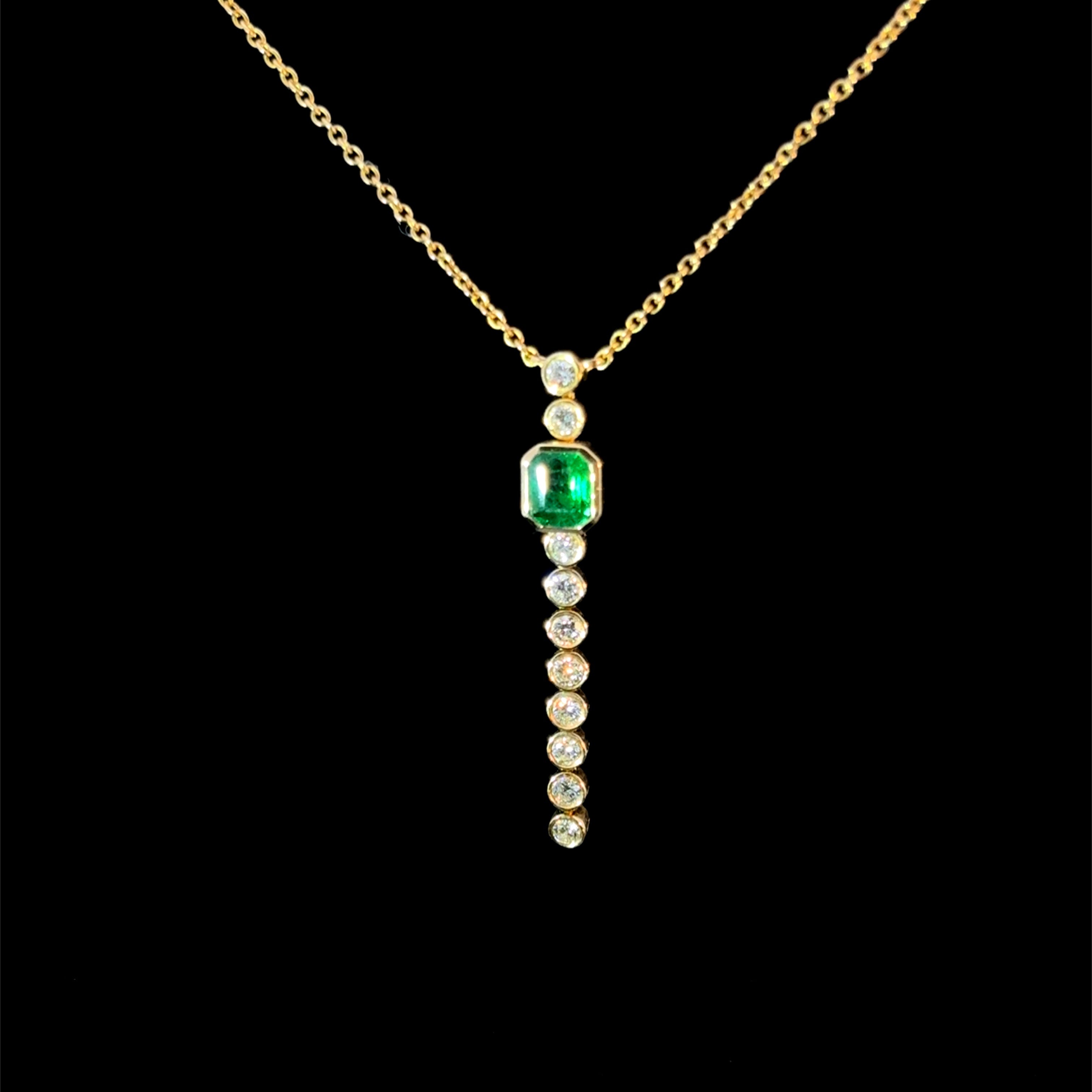 Emerald Key Bezel Charm Yellow Gold Pendant
