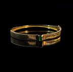 Ribbed Emerald Gold Bangle