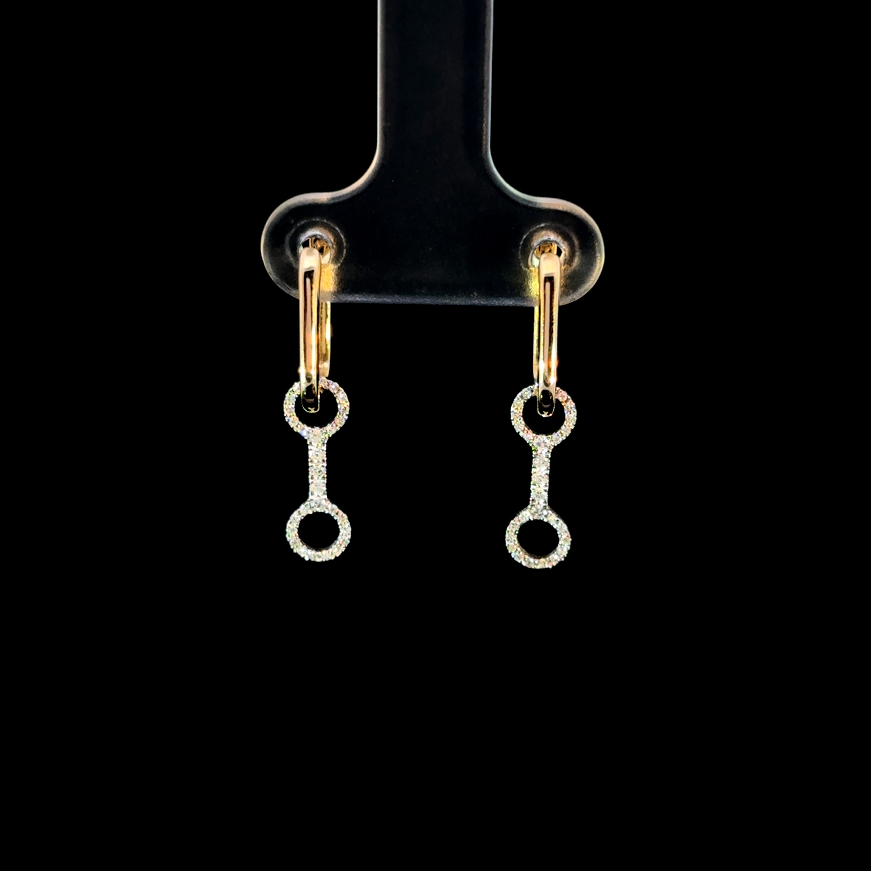 Huggie Horsebit Link Yellow & White Gold Diamond Earring