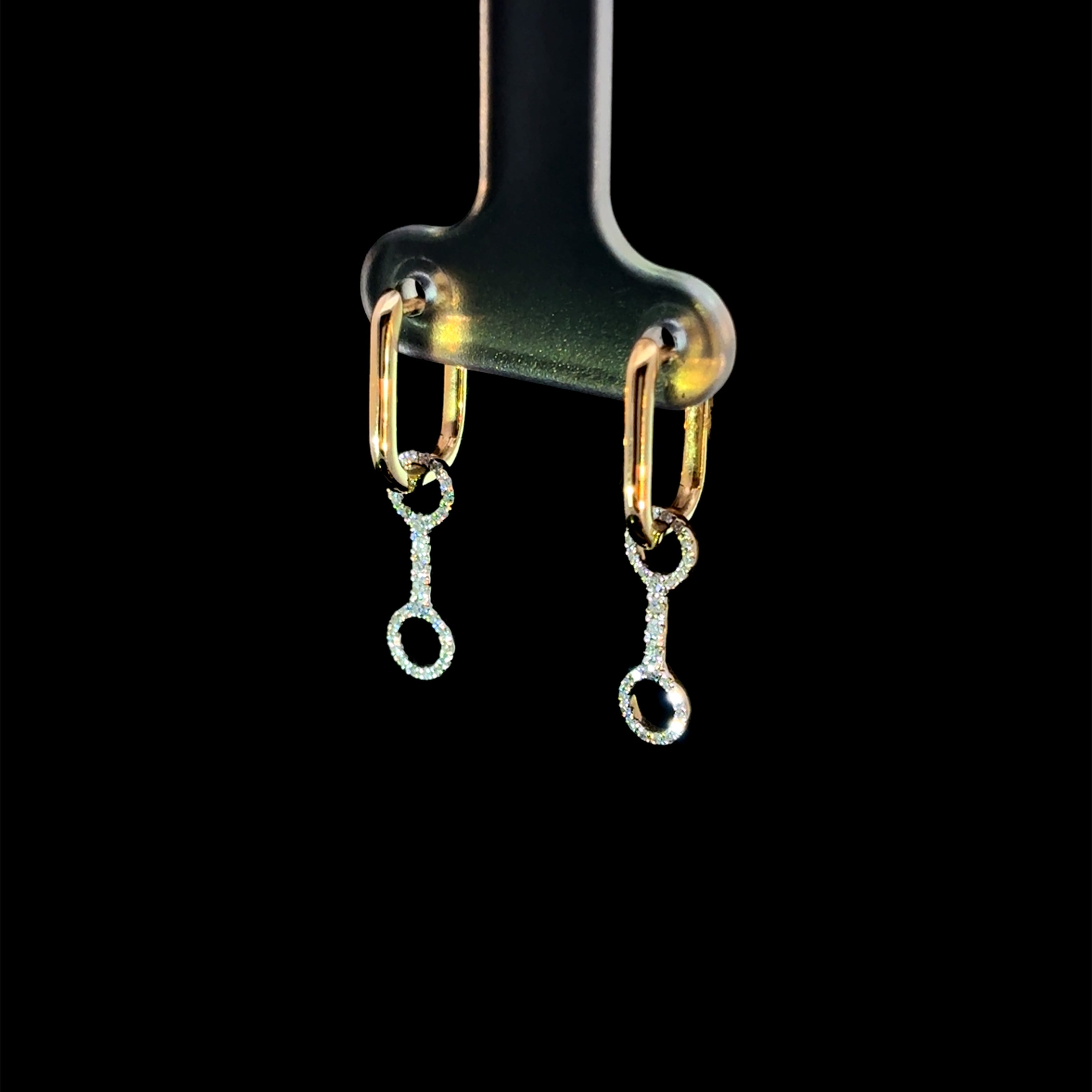 Huggie Horsebit Link Yellow & White Gold Diamond Earring