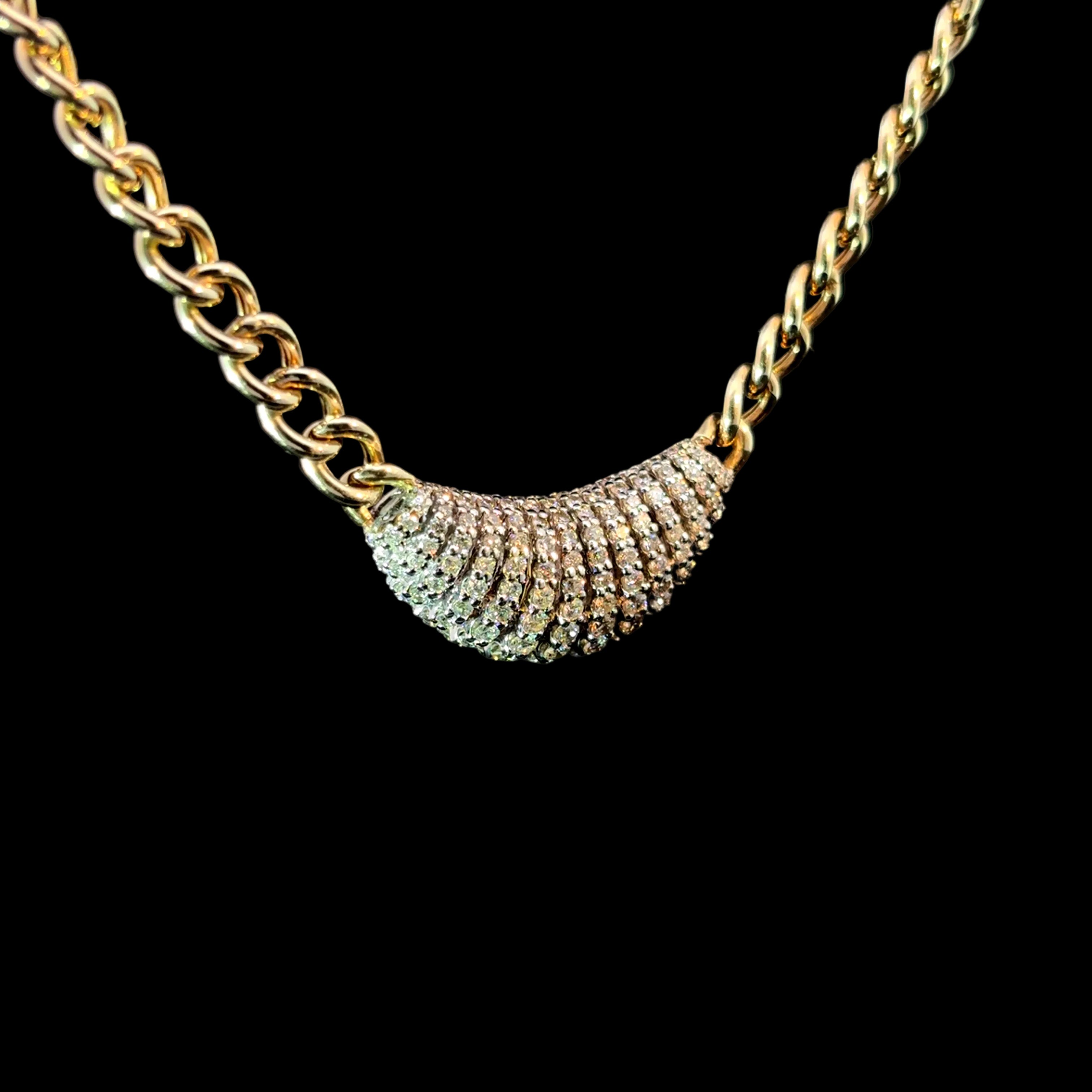 Diamond Shell Pendentif Yellow Gold Necklace L