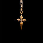 DIAMOND CROSS BRUSH FINISHED PENDANT WITH ENHANCER BAIL