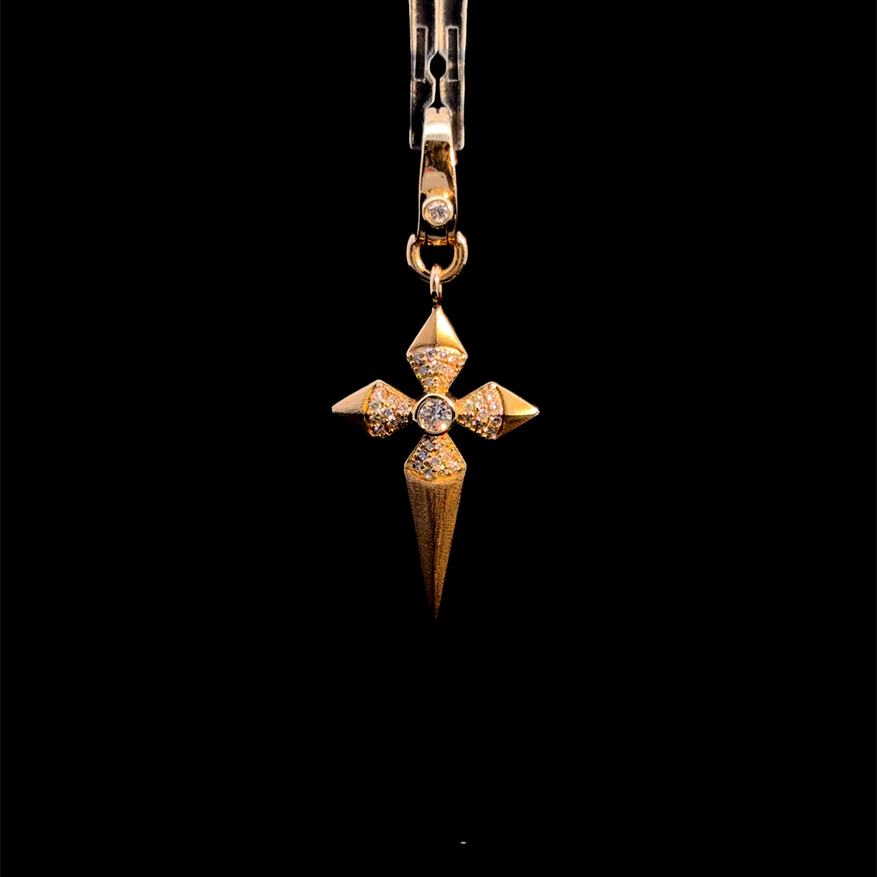 DIAMOND CROSS BRUSH FINISHED PENDANT WITH ENHANCER BAIL