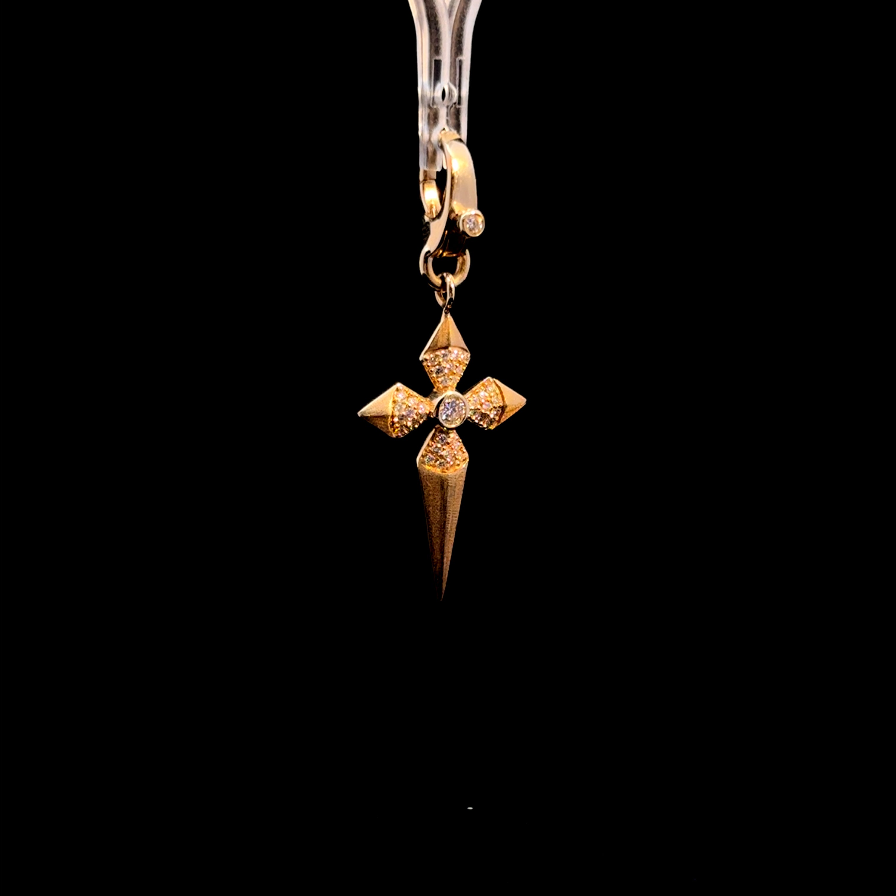 DIAMOND CROSS BRUSH FINISHED PENDANT WITH ENHANCER BAIL