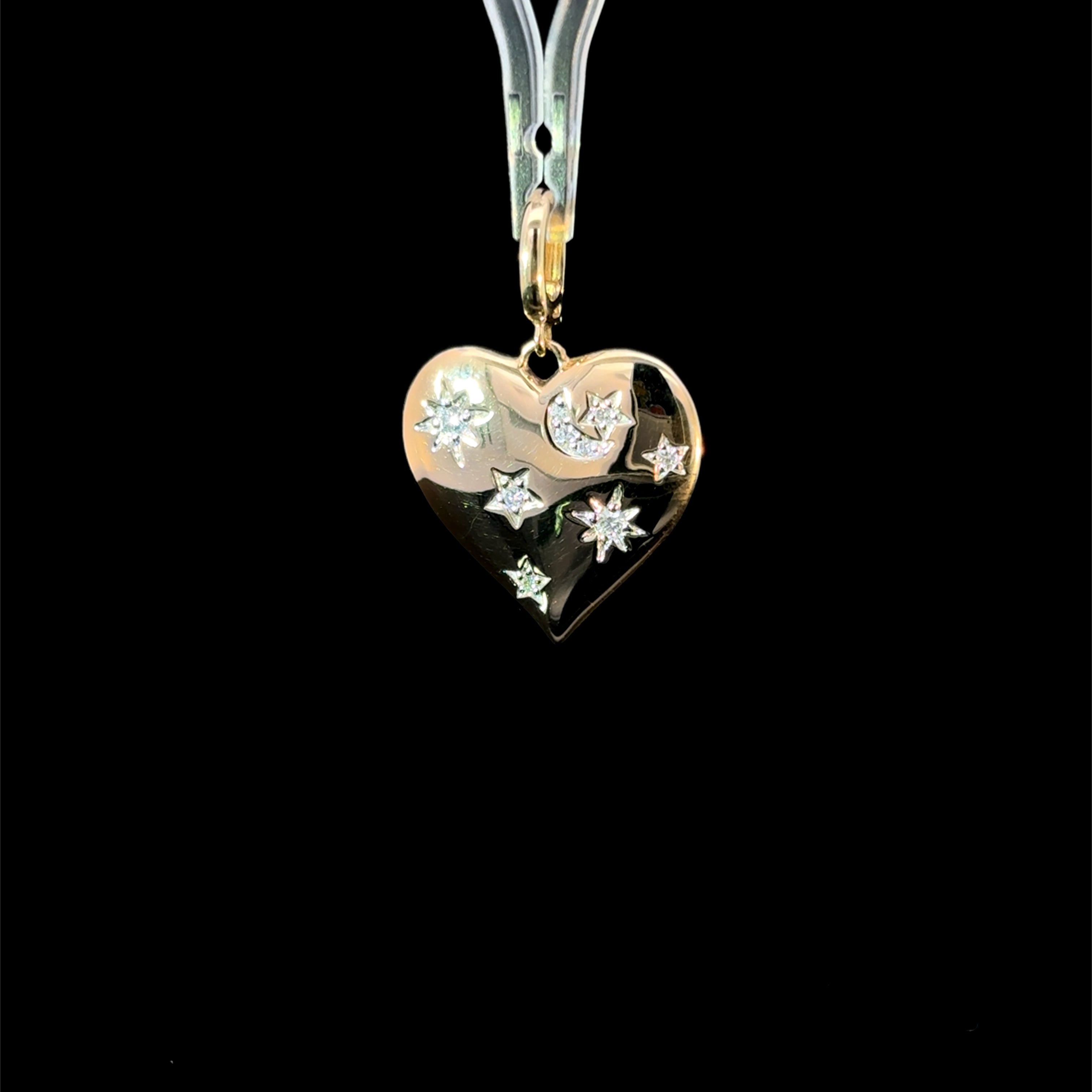 Diamond Yellow Gold Heart Charm