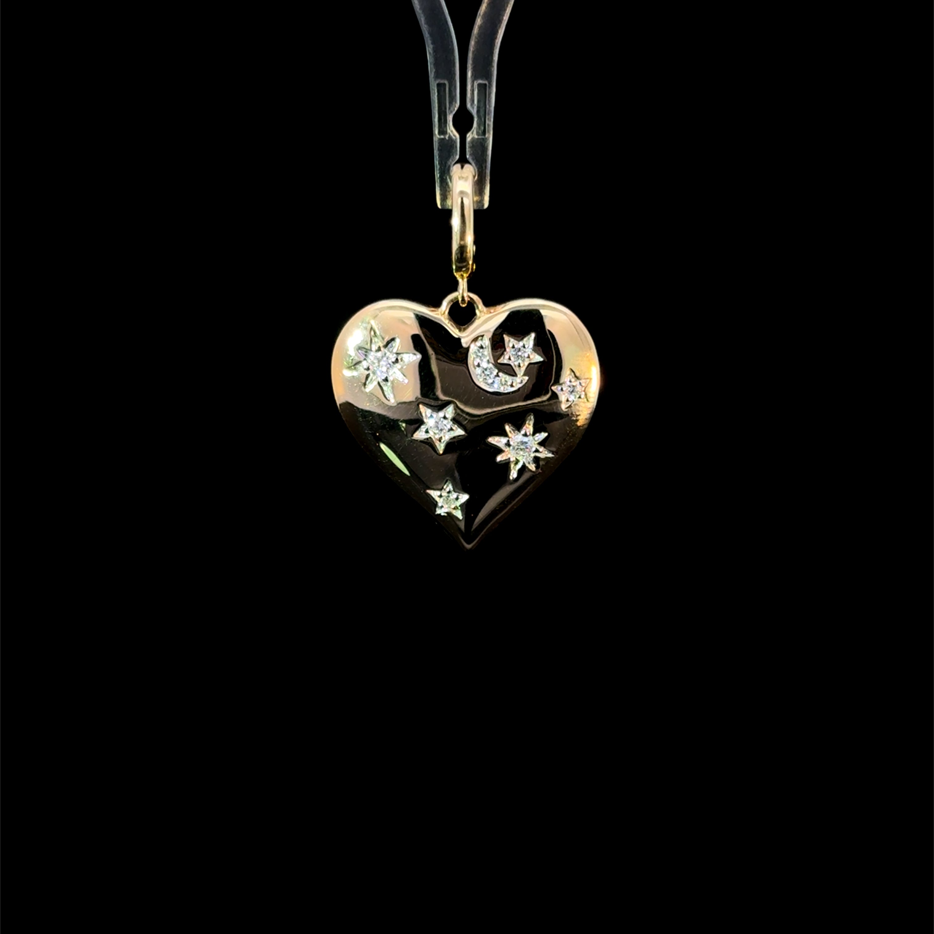 Diamond Yellow Gold Heart Charm